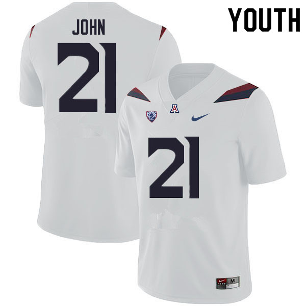 Youth #21 Jalen John Arizona Wildcats College Football Jerseys Sale-White - Click Image to Close